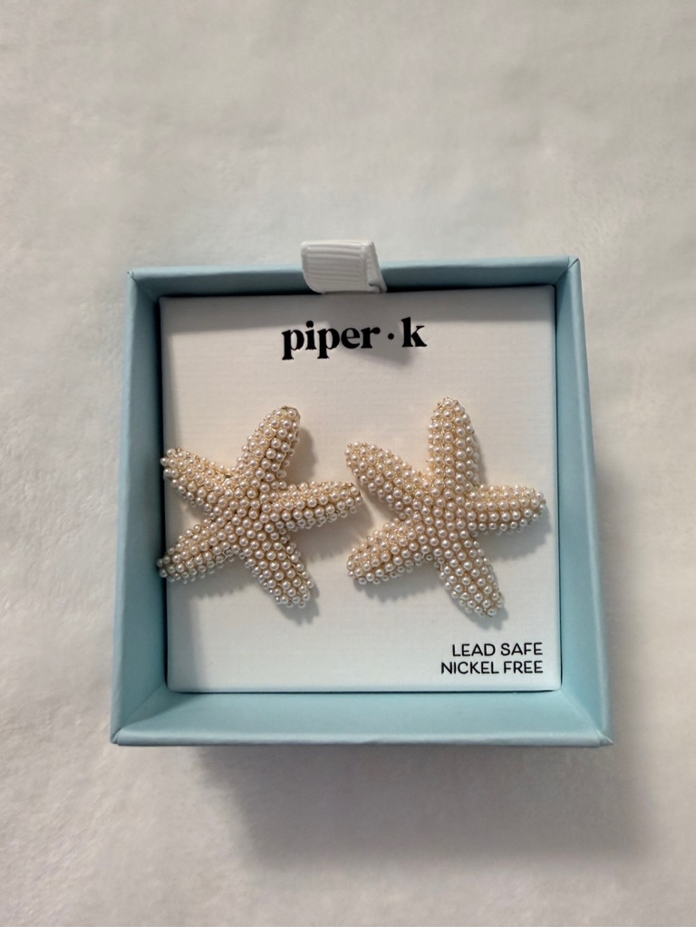 piper•k Pearl Starfish Stud Earrings in Cream